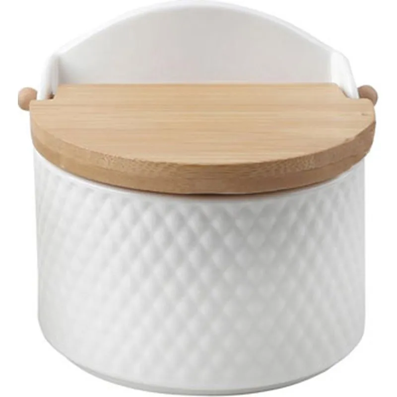 Compra SALERO PORCELANA GRABADA TAPA BAMBU BLANCO ROMBOS D'CASA 312609 al mejor precio