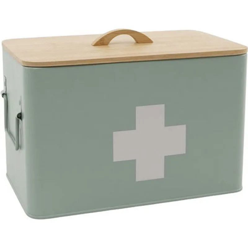 Compra BOTIQUIN METALICO L TAPA MADERA VERDE 32,5 X 19 X 22,5CM D'CASA 2676261 al mejor precio