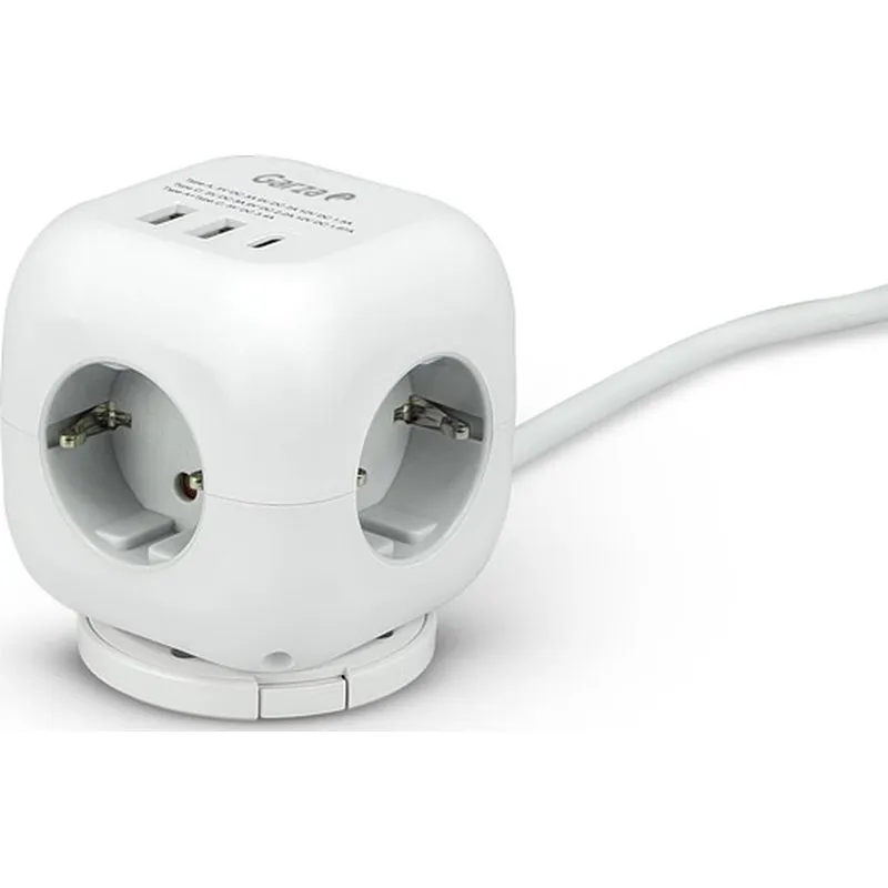 Compra BASE MULTIPLE KUBO 3 TOMAS + USB A + USB C 20W BLANCO CABLE 1,4M GARZA 420062C al mejor precio