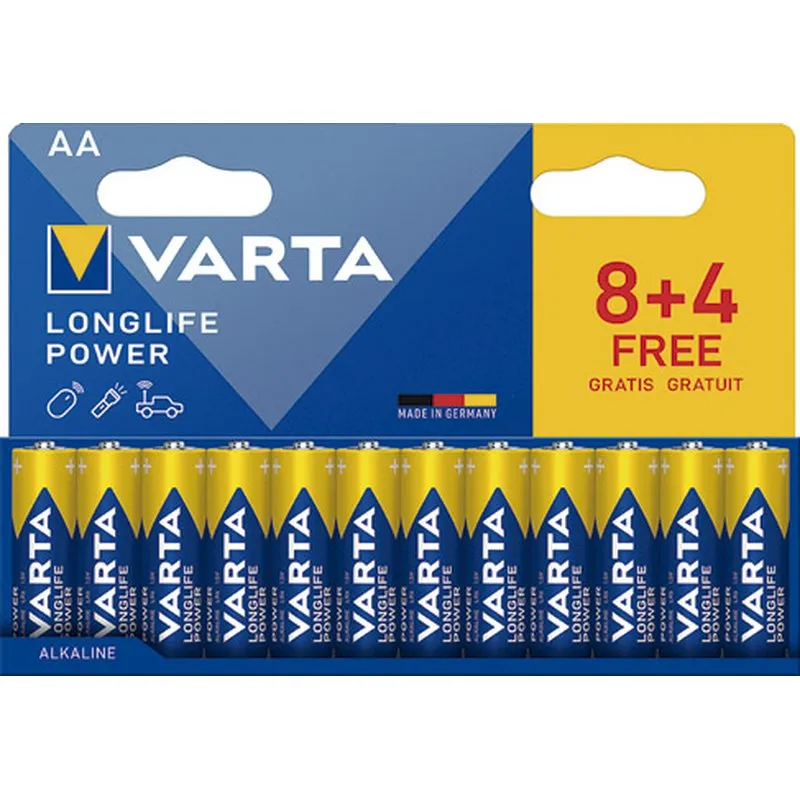 Compra PILA ALCALINA LONG LIFE POWER LR06 AA 12 UNIDADES VARTA 4906121772 al mejor precio