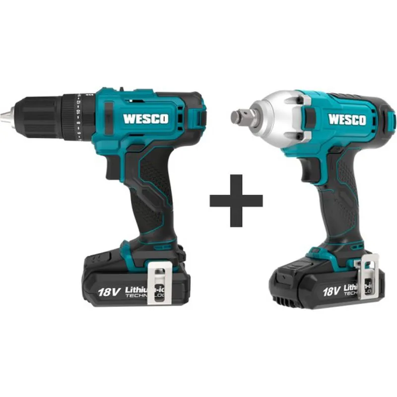 Compra ATORNILLADOR IMPACTO+TALADRO A BATERIA 180NM + 30NM 2 BATERIAS 2.0AH + CARGADOR WESCO WS1402K al mejor precio