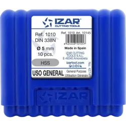 BROCA METAL STANDARD CILINDRICA HSS DIN 338 N 1010- 1 MM 10UNIDADES IZAR 10001