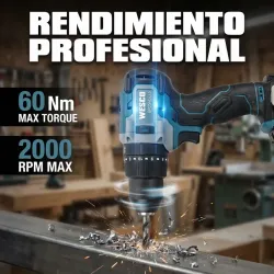 TALADRO PERCUTOR COMPACTO 18V, 50NM BATERIA DE 2.0 AH Y CARGADOR WESCO WS2425K2
