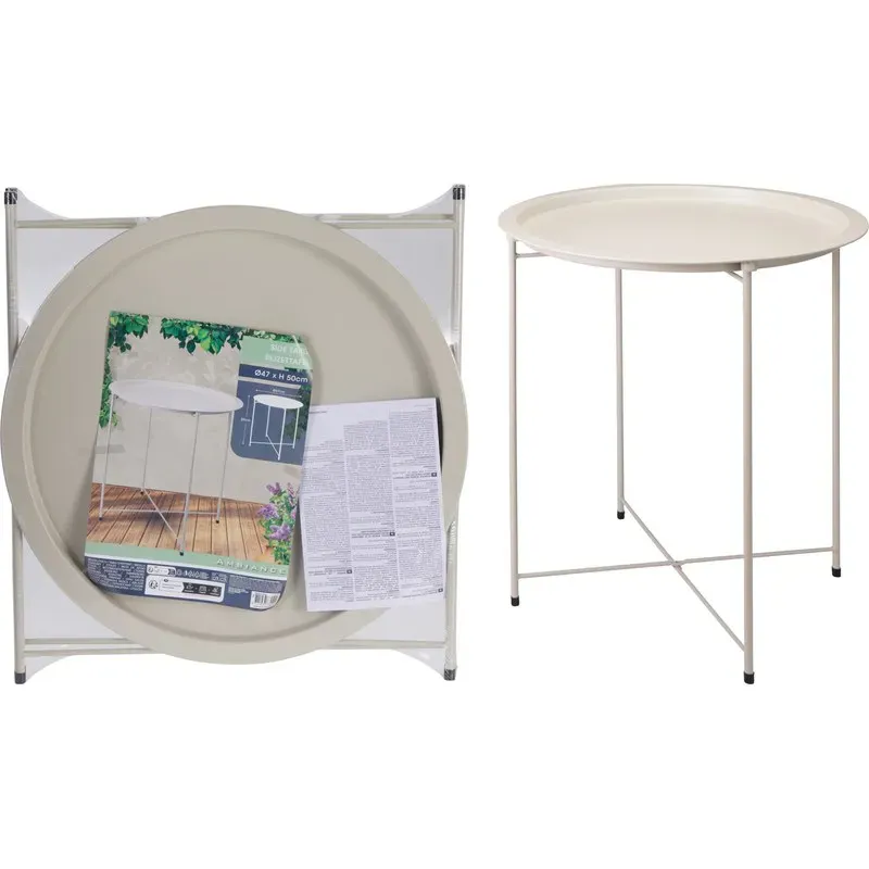 MESA AUXILIAR ACERO diametro 47CM BEIGE IMPORT X65300020