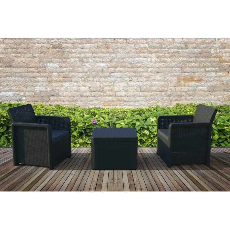 CONJUNTO RATAN RESINA AZORES TETE A TETE ANTRACITA SP. BERNER 55525