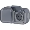 BASE SCHUKO SUPERFICIE DOBLE GRIS IP55 NEW PLEXO LEGRAND 069742LE