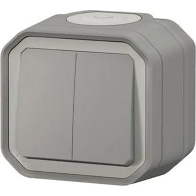 CONMUTADOR SUPERFICIE DOBLE GRIS IP55 NEW PLEXO LEGRAND 069715LE