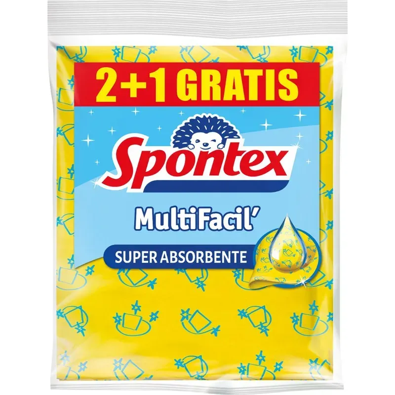 BAYETA AMARILLA (2+1 UDS) MULTIFACIL 36 X 37 CM SPONTEX 19840016