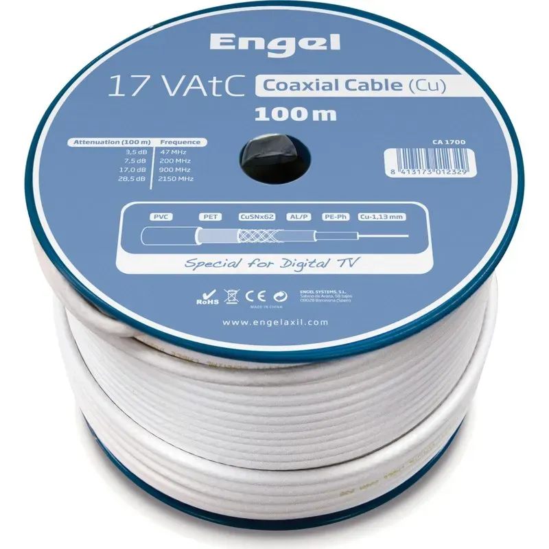 CABLE ANTENA COAXIAL BLANCO 100 METROS AXIL CA1700