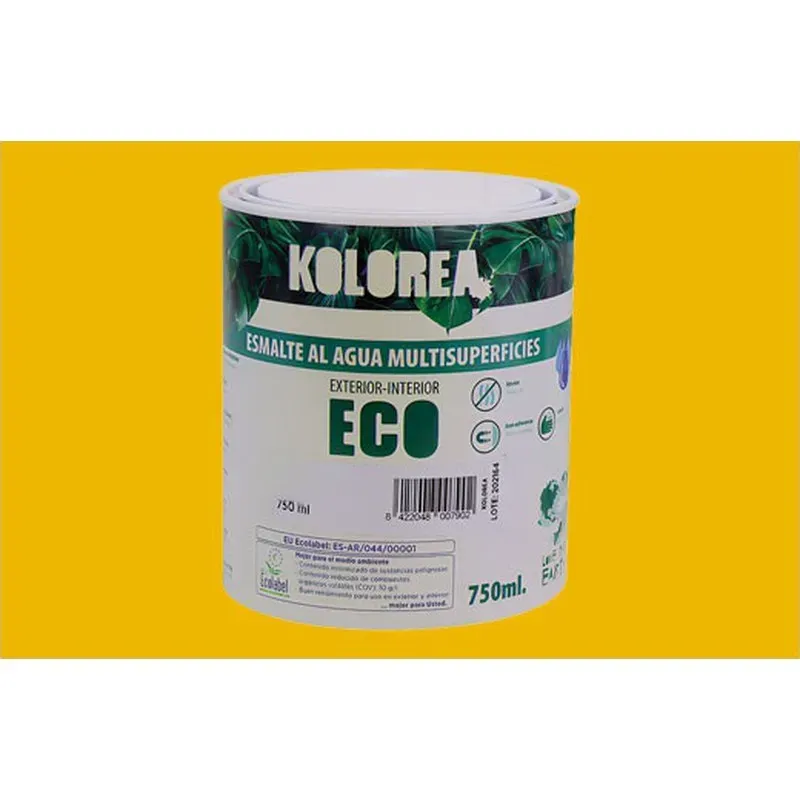 ESMALTE AL AGUA ECO SATINADO 250 ML AMARILLO REAL KOLOREA KES-19-250ML/06260