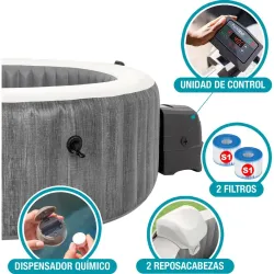 SPA GREYWOOD MASAJE BURBUJAS DELUXE 1098 L DIAMETRO 216 X 71 CM - 6 PERSONAS PURESPA 55080