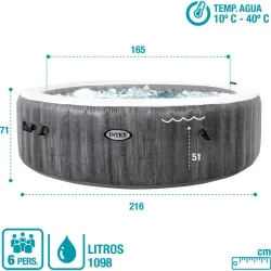 SPA GREYWOOD MASAJE BURBUJAS DELUXE 1098 L DIAMETRO 216 X 71 CM - 6 PERSONAS PURESPA 55080