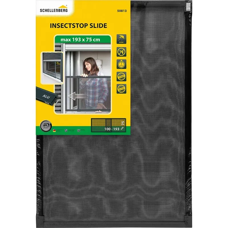 MOSQUITERA VENTANA EXTENSIBLE FIBRA VIDRIO 70X100-193CM ANTRACITA SCHELLENBERG 50813