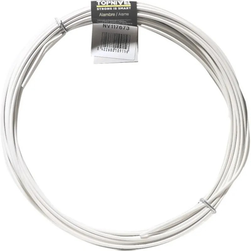 ALAMBRE ACERO PLASTIFICADO BLANCO 10 M diametro 1,6/2,8 MM NIVEL NV117673