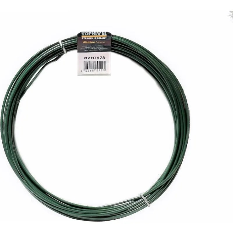 ALAMBRE ACERO PLASTIFICADO VERDE 50 M diametro 1,6/2,8 MM NIVEL NV117678