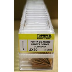 CLAVO CABEZA CONICA COBREADO 2X30MM 30 UDS NIVEL NV124207-6279