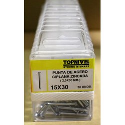 CLAVO CABEZA PLANA CINCADO 2,5X30MM 30 UDS NIVEL NV124201-1625