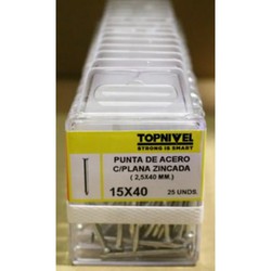 CLAVO CABEZA PLANA CINCADO 2,5X40MM 25 UDS NIVEL NV124202-1656