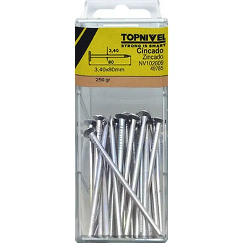 CLAVO FIJ C/PL. 3,4X080MM 250GR NIVEL NIVEL NV102609