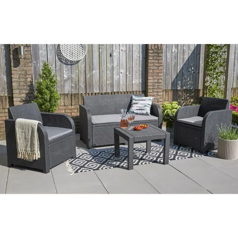 CONJUNTO RATAN RESINA ANTRACITA GEORGIA LOUNGE KETER 216742