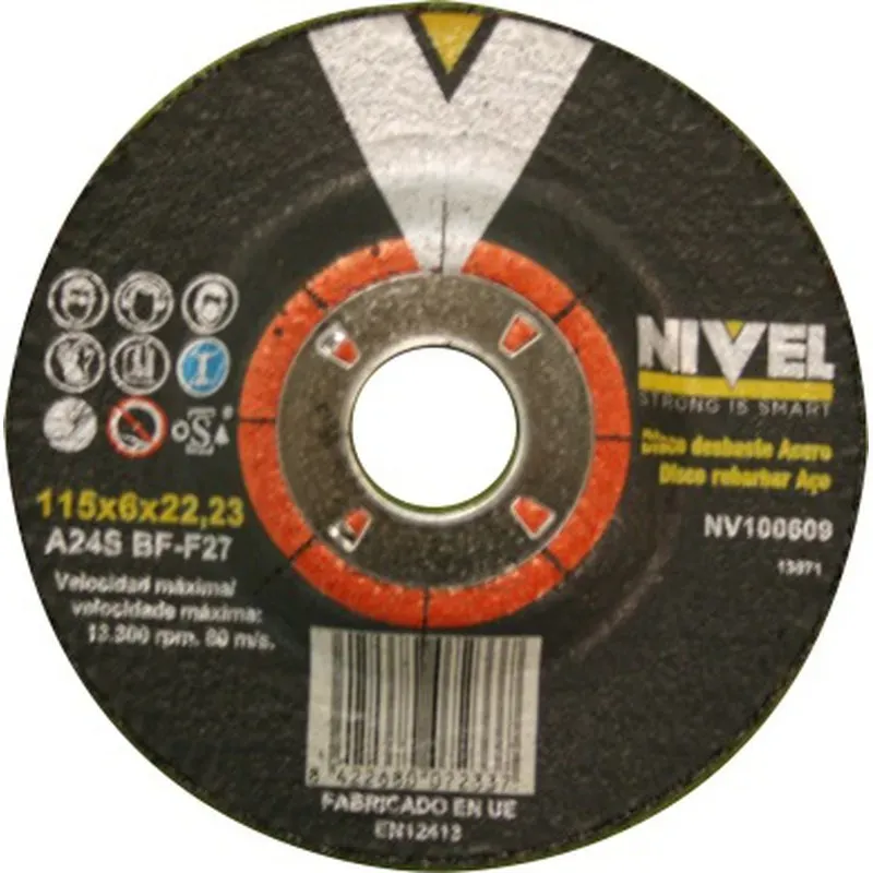 DISCO DESBASTE METAL 115X6X22 MM NIVEL NIVEL NV100609