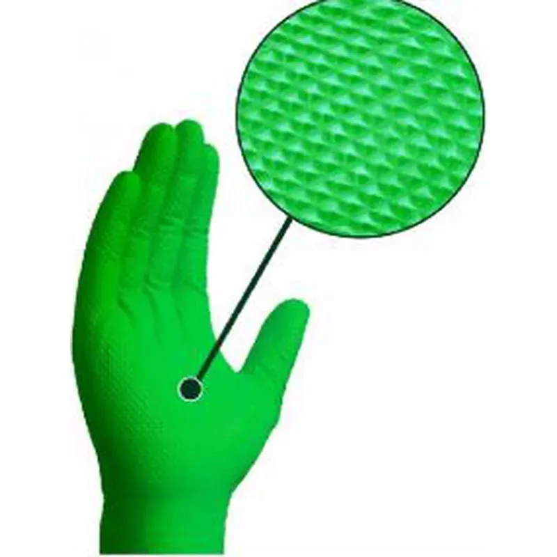 GUANTE NITRILO DIAMANTADO CAIMAN VERDE 150UN TALLA S MUNDO GUANTE 15030S
