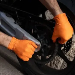 GUANTE NITRILO DIAMANTADO FLOCADO SAHARA NARANJA 50UN TALLA L MUNDO GUANTE 6020L