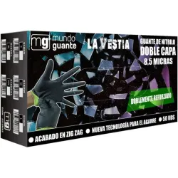 GUANTE NITRILO DOS CAPAS ACABADO ZAG LA VESTIA 50UN TALLA S MUNDO GUANTE 9180S