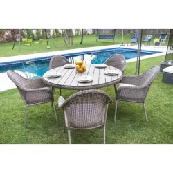 SILLON JARD 61,5X66,5X90CM ACERO/RATAN GR/BE LYN NT11 IMPORT NT110417