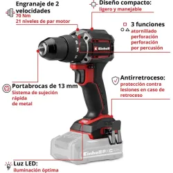 TALADRO PERCUTOR TP-CD 18/70-C LI BL EINHELL 4514340