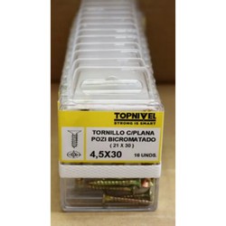 TORNILLO ROSCA MADERA BICROMATADO 4,5X30MM 14 UDS NIVEL NV124309-3223