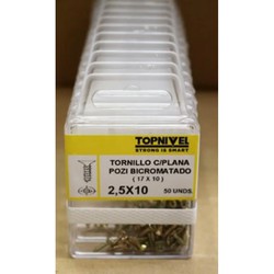 TORNILLO ROSCA MADERA BICROMATADO 2,5X10MM 50 UDS NIVEL NV124278-4688