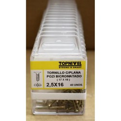 TORNILLO ROSCA MADERA BICROMATADO 2,5X16MM 40 UDS NIVEL NV124280-4718