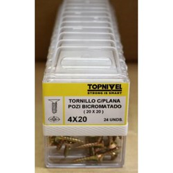 TORNILLO ROSCA MADERA BICROMATADO 4X20MM 22 UDS NIVEL NV124298-3155