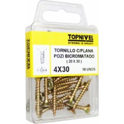 TORNILLO ROSCA MADERA BICROMATADO 4X30MM 16 UDS NIVEL NV124300-3179