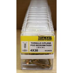 TORNILLO ROSCA MADERA BICROMATADO 4X30MM 16 UDS NIVEL NV124300-3179