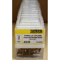 TORNILLO ROSCA MADERA BICROMATADO 4X35MM 15 UDS NIVEL NV124301-6064