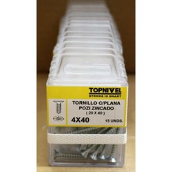 TORNILLO ROSCA MADERA CINCADO 4X40MM 14 UDS NIVEL NV124338-1458