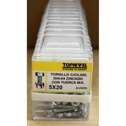 TORNILLO ROSCA METRICA DIN84 CINCADO CON TUERCA M5X20MM 16 UDS NIVEL NV124362-2486