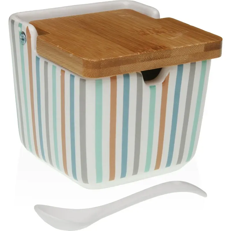 AZUCARERO CERAMICA RAYAS 8,8X8,8X8,5CM VERSA 21440593