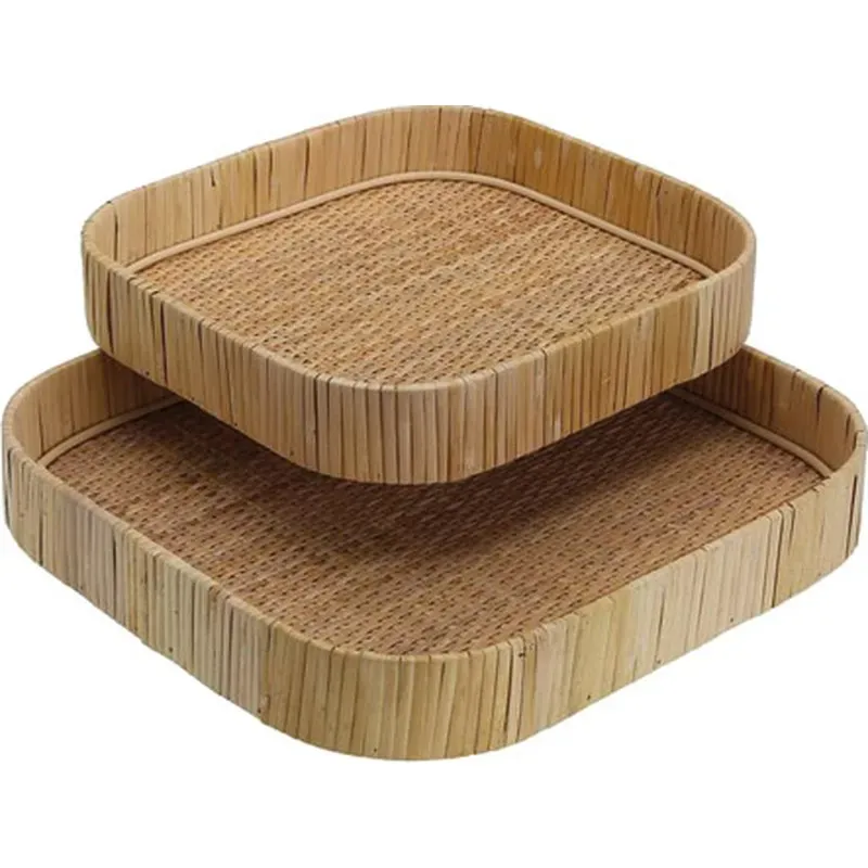BANDEJA RATTAN SET 2 UDS MEDIDAS: 33 X 33, 28 X 28 Y ALTURA 5 CM VERSA 22600016