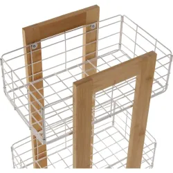 CARRO MULTIUSOS BAMBU 3 CESTAS BLANCAS 35X24,5X86CM VERSA 21810133