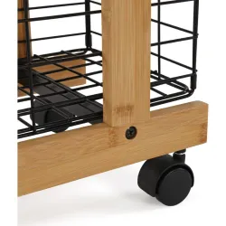 CARRO MULTIUSOS BAMBU 3 CESTAS NEGRAS 35X24,5X86CM VERSA 21810132