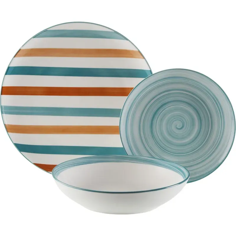 VAJILLA PORCELANA 18 PIEZAS RAYAS VERSA 22590061