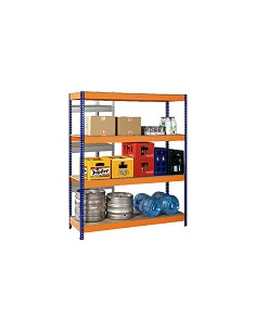 Compra Estanteria metal galvanizado 4 estantes madera sin tornillos 190 x 150 x 60 cm azul/naranja IRONSIDE 102803 al mejor precio