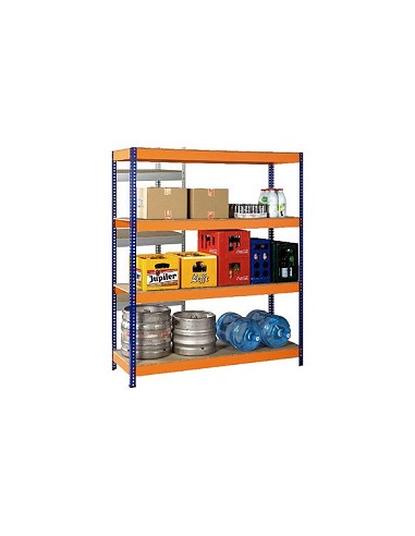 Compra Estanteria metal galvanizado 4 estantes madera sin tornillos 190 x 150 x 60 cm azul/naranja IRONSIDE 102803 al mejor precio