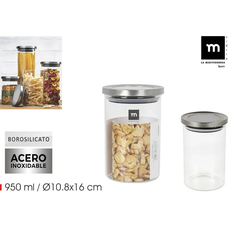 BOTE BOROSILICATO TAPA ACERO 950ML LA MEDITERRANEA BY03030178886