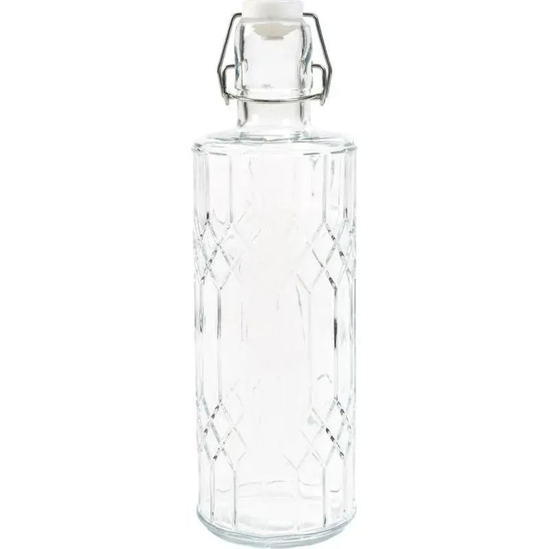 BOTELLA VIDRIO TALLADA 1L TRANSPARENTE D'CASA 309554