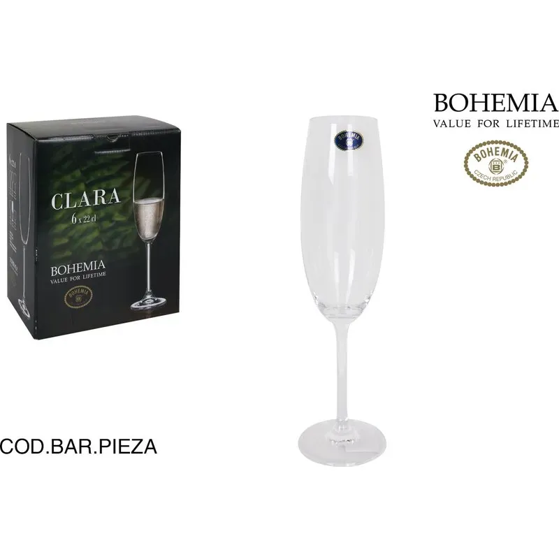 COPA CAVA CRISTAL BOHEMIA PACK 6UDS 22CL SANTA CLARA 6344S03222