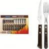 CUCHILLO CHULETERO + TENEDOR (SET 12 PZAS) POLYWOOD CASTAÑO TRAMONTINA 21199909
